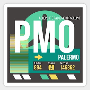 Palermo (PMO) Airport // Retro Sunset Baggage Tag Magnet